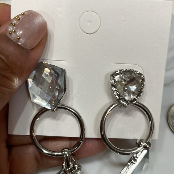 Zara Crystal Silver Dangle Earrings - Picture 10 of 12